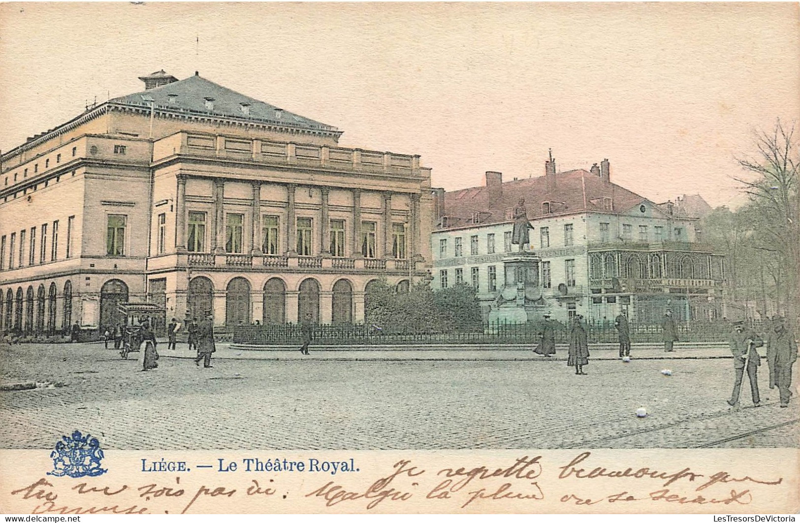 BELGIQUE - Liège - Le Théâtre Royal - Colorisé - Animé - Carte Postale Ancienne - Liege