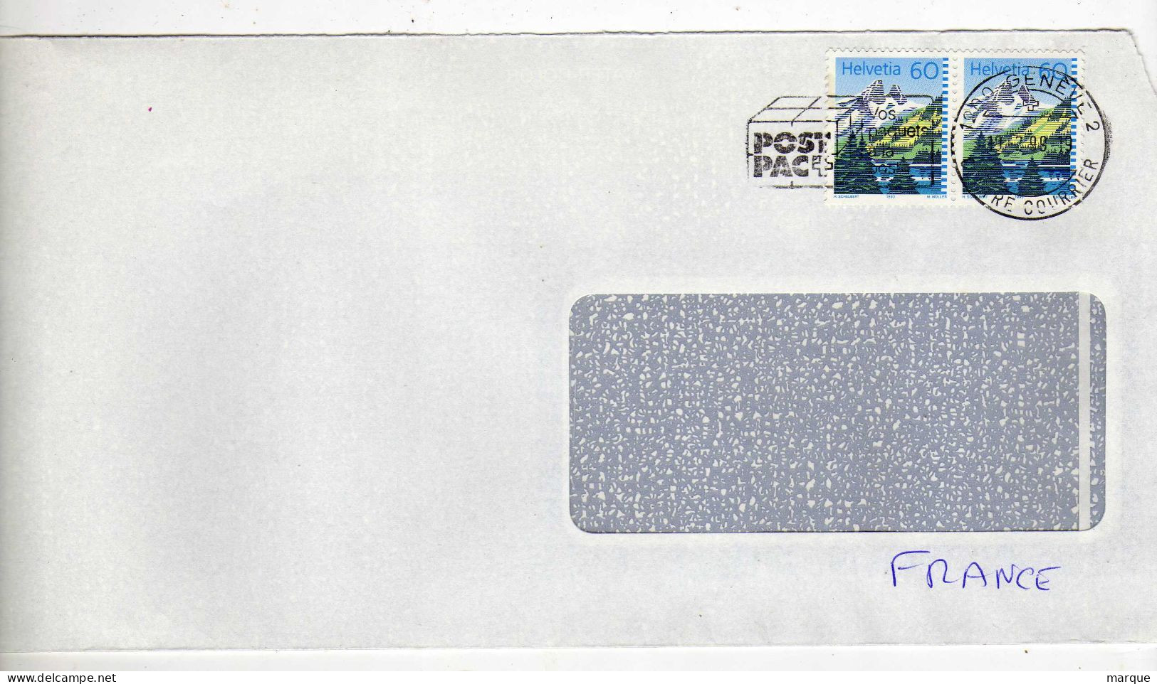 Enveloppe SUISSE HELVETIA Oblitération 1200 GENEVE 2 CENTRE COURRIER 19/02/1998 - Marcophilie