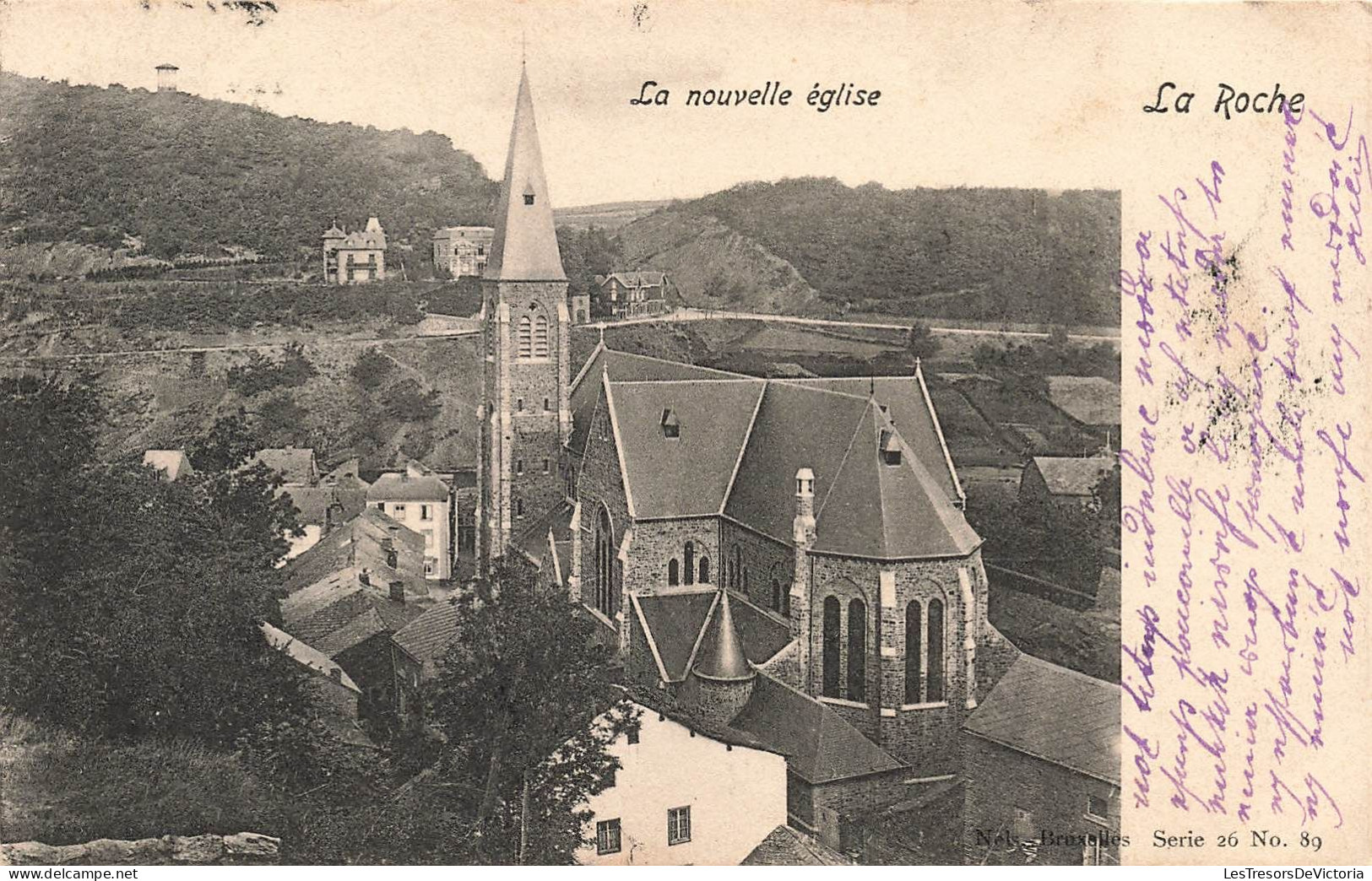 BELGIQUE - La Roche En Ardenne - Vue Aérienne De La Nouvelle église - Carte Postale Ancienne - La-Roche-en-Ardenne