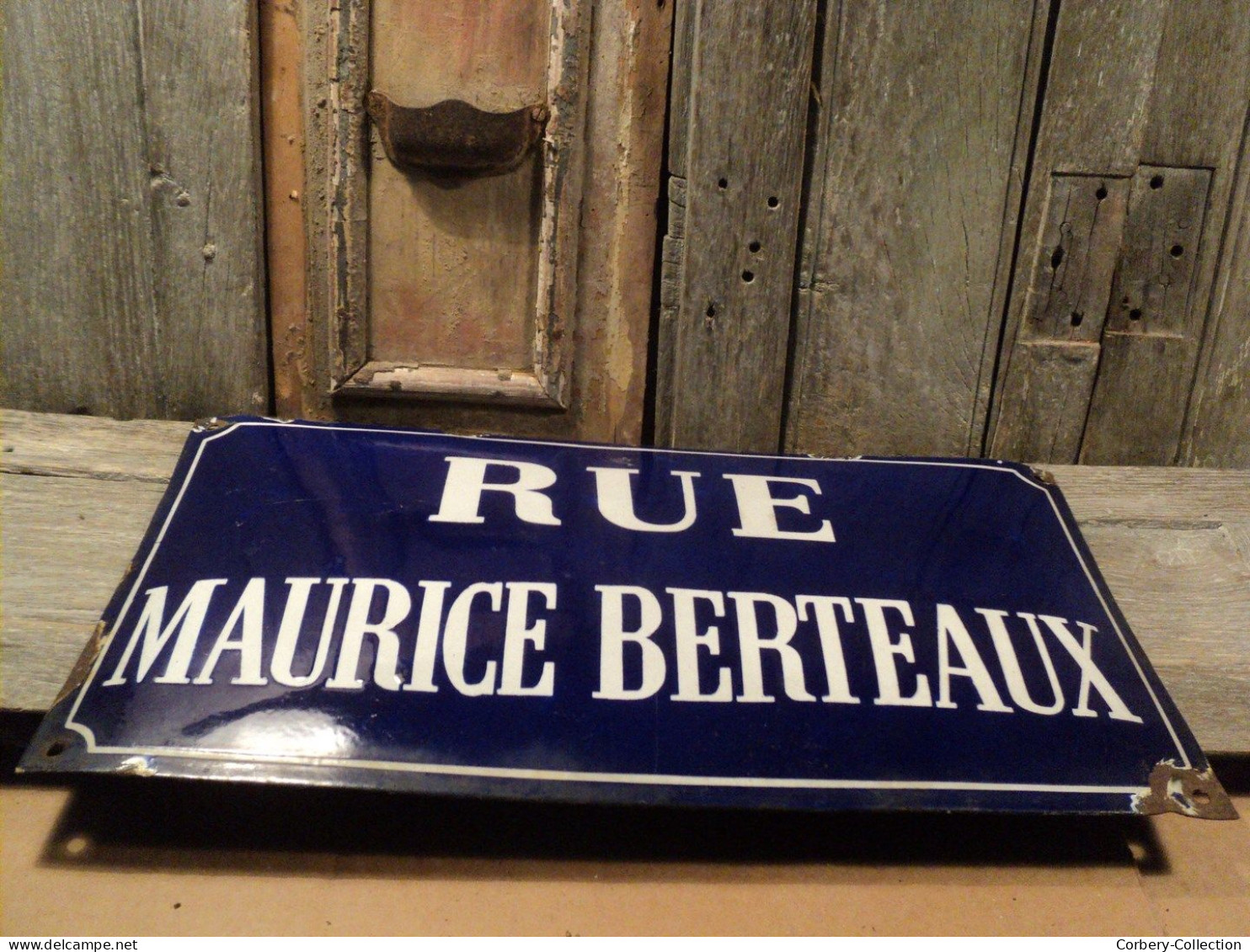 Ancienne plaque de rue émaillée RUE MAURICE BERTEAUX