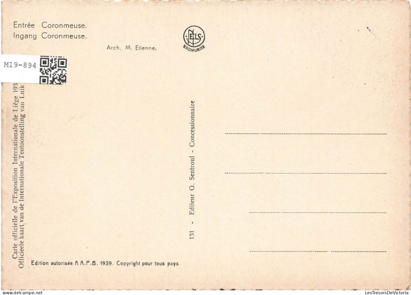 BELGIQUE - Liège - Entrée Coronmeuse - Exposition Internationale 1939 - Carte Postale - Lüttich