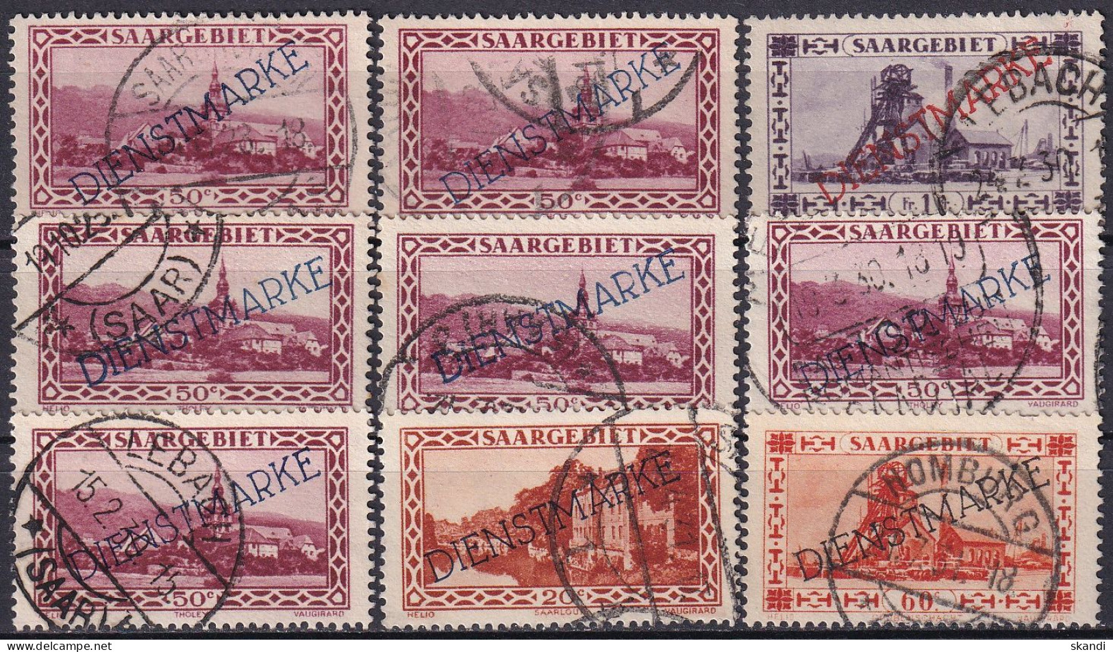 SAARGEBIET 1927 MI-Nr. Lot Dienstmarken O Used - Dienstzegels