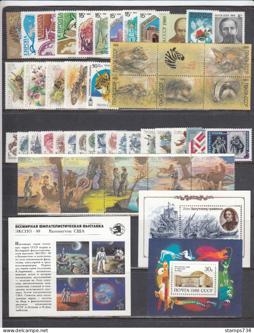 USSR 1989 - Full Year MNH**, 120 Stamps+6 S/sh (3 Scan) - Ganze Jahrgänge