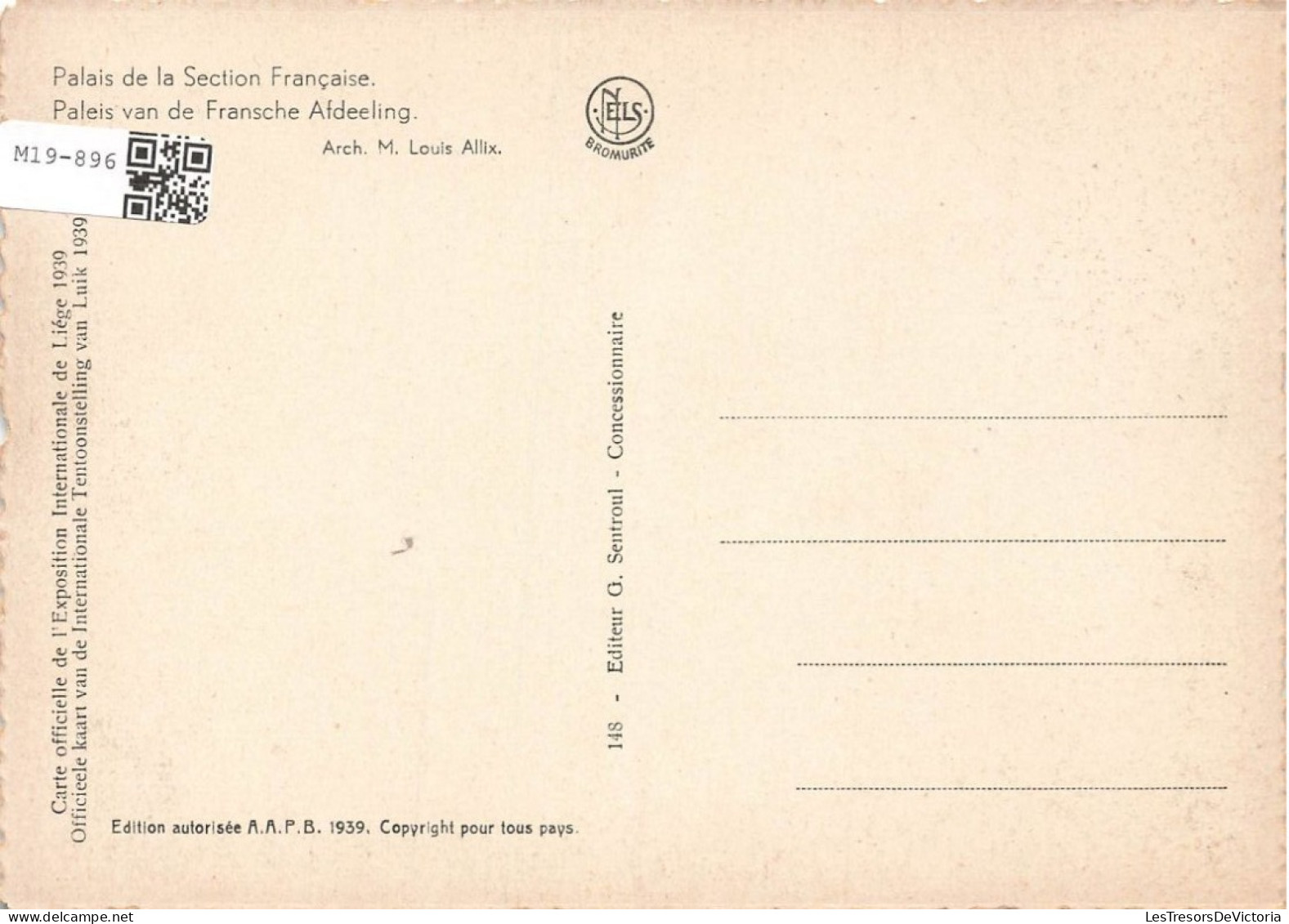 BELGIQUE - Liège - Palais De La Section France - Exposition Internationale 1939 - Carte Postale - Liege