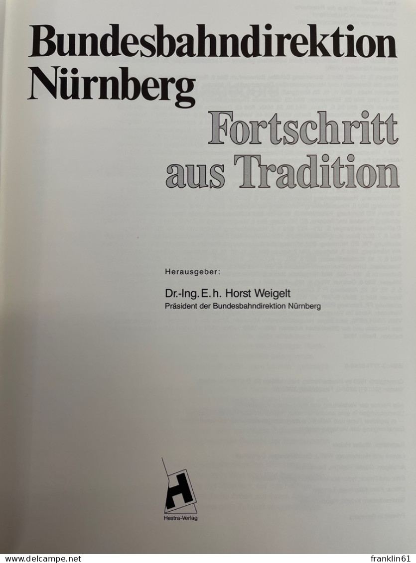 Bundesbahndirektion Nürnberg : Fortschritt Aus Tradition. - Transport