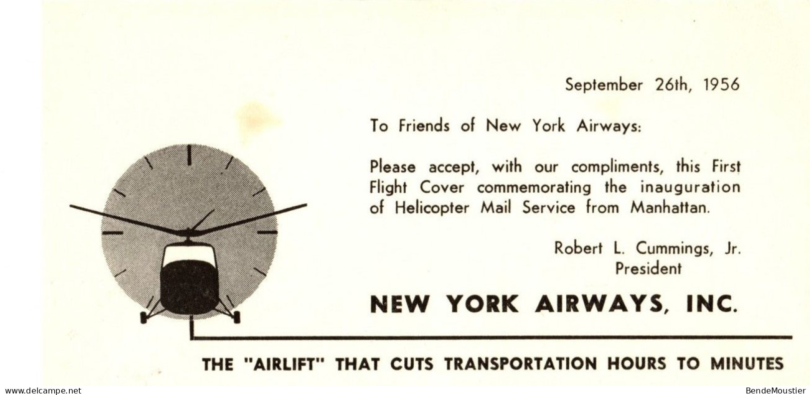 (N19) USA SCOTT # C33 - First Commercial Helicopter Flight - New York Airways - Airport Station - 26 Sept. 1956 - 2c. 1941-1960 Briefe U. Dokumente