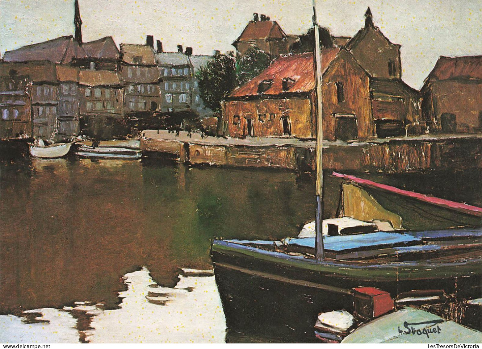PEINTURES - TABLEAUX - Lucien Staquet - Honfleur - Colorisé - Carte Postale Ancienne - Peintures & Tableaux