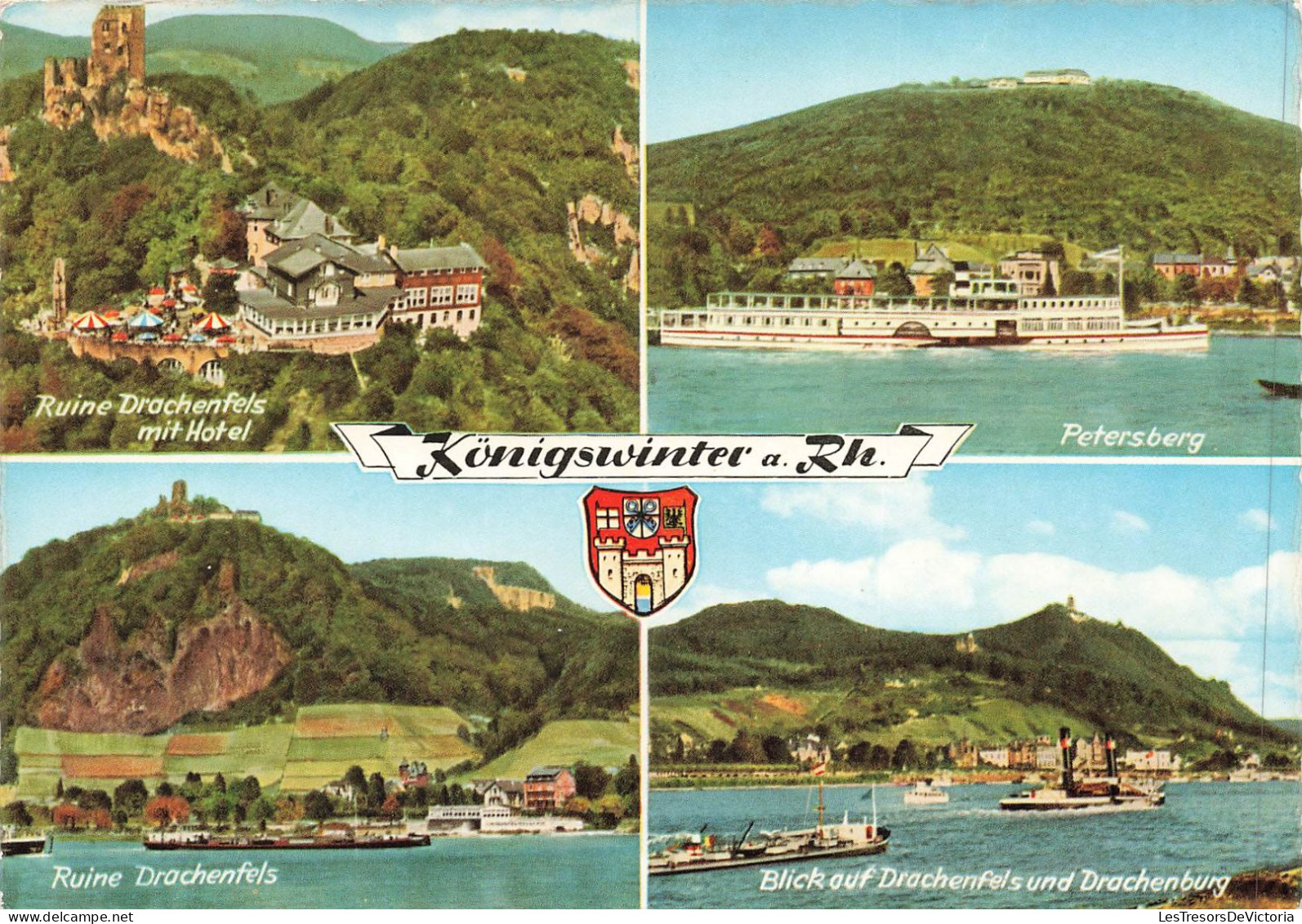 ALLEMAGNE - Königswinter - Ruines Du Drachenfels Avec Hôtel - Petersberg - Colorisé - Carte Postale - Königswinter