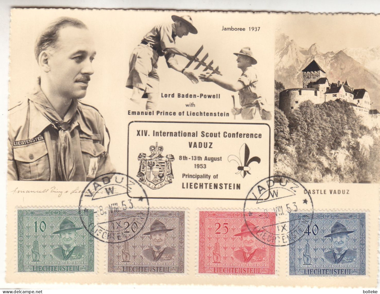 Scoutisme - Baden Powell - Liechtenstein - Carte  De 1953 - Valeur 100 ( 80 + 20 ) Euros - - Lettres & Documents