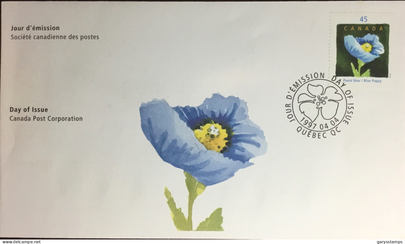 Canada 2004 Blue Poppy Flowers FDC First Day Cover - 2001-2010