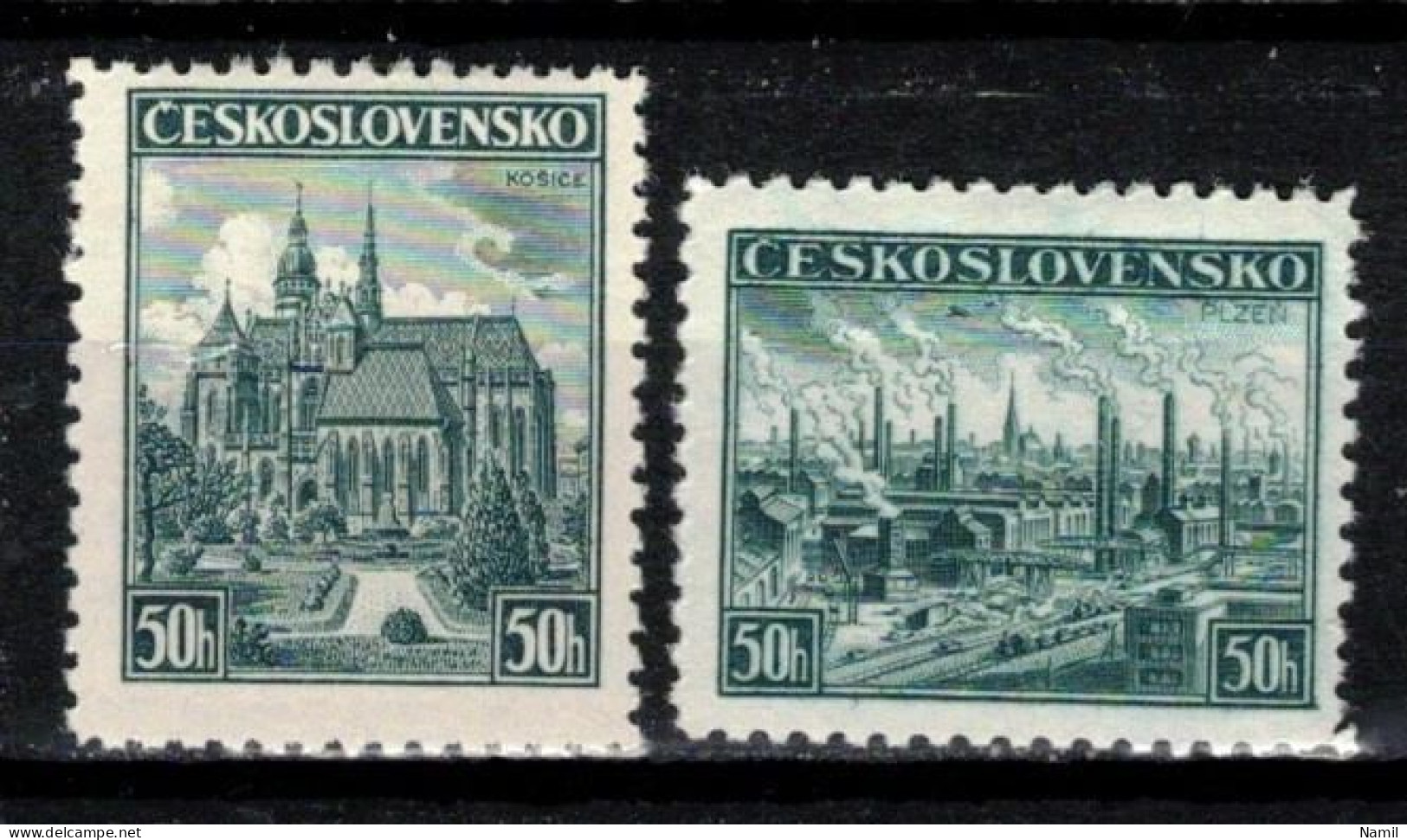Tchécoslovaquie 1938 Mi 400-1 (Yv 343-4), (MH)* Trace De Charniere, - Unused Stamps