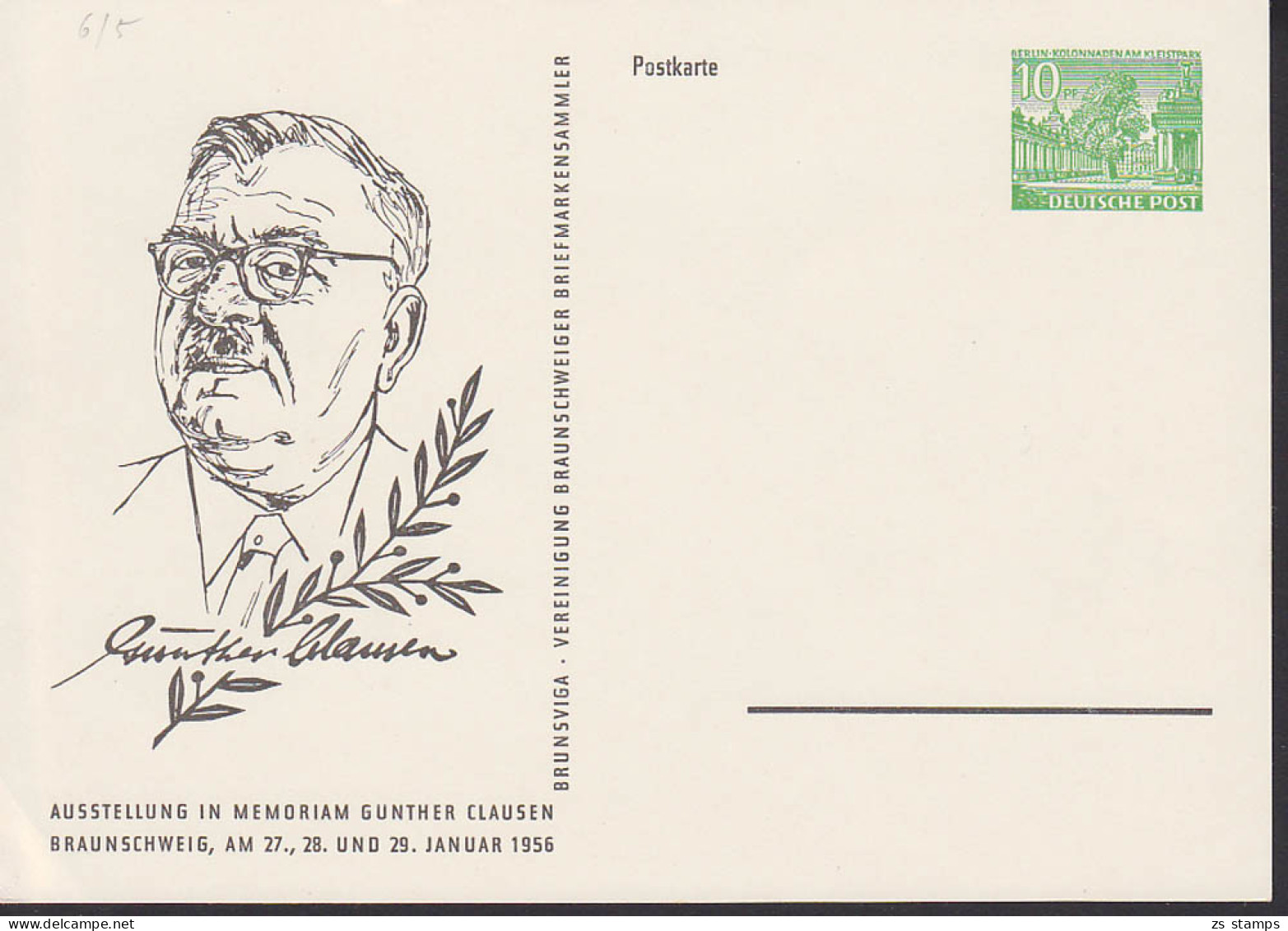 Gunther Clausen Ausstellung In Braunschweig, GA PP 6/5 Mit 10 Pf-.  Kollonaden Am Kleistpark Und Gebraucht Brunsviga - Privé Postkaarten - Ongebruikt