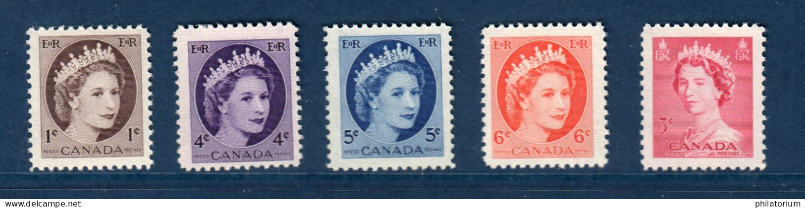 Canada, Yv 262, 267, 270, 271, 272, Mi 279A, 290Ax, 293Ax, 294Ax, 295, **, - Unused Stamps