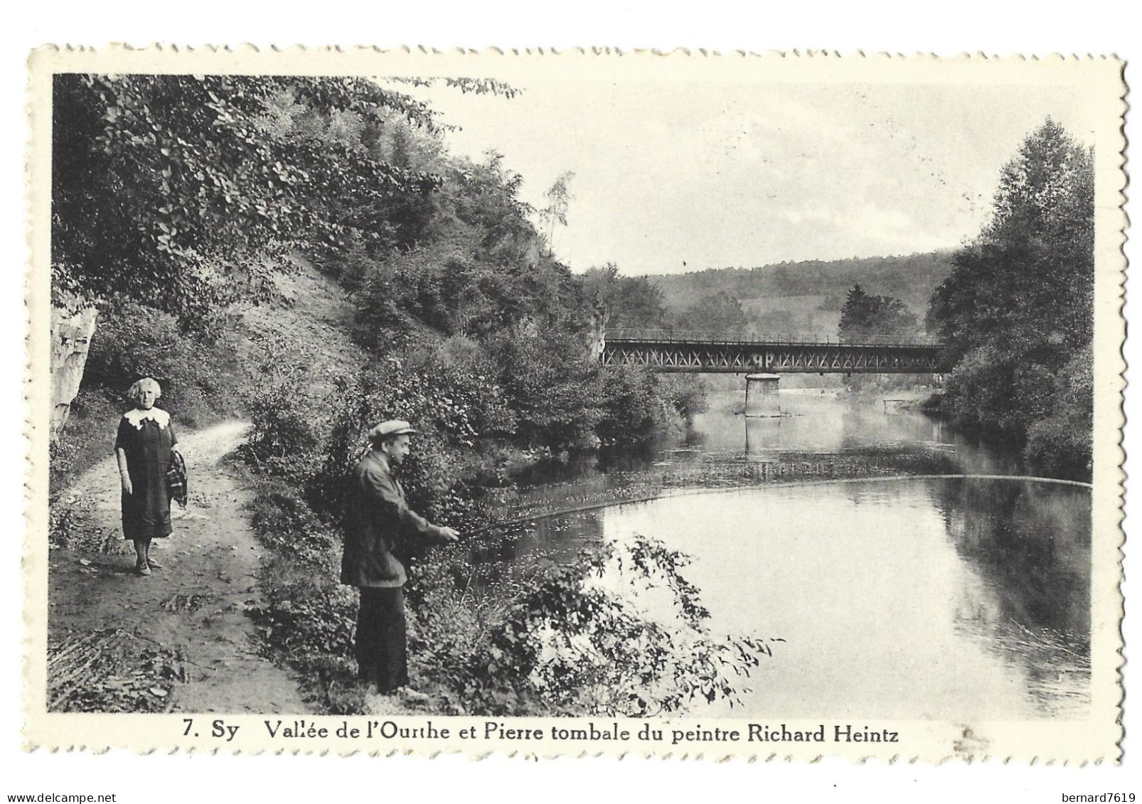 Belgique  -  Sy  - Vallee De L'ourthe  Et Pierre Tombale  Du Peintre Richard Heintz - Pecheur - Hamoir