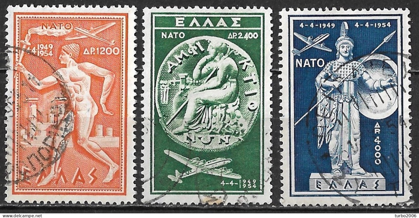 GREECE 1954 5th Anniversary Of NATO Complete Used Set Vl. A 70 / A 72 - Gebruikt