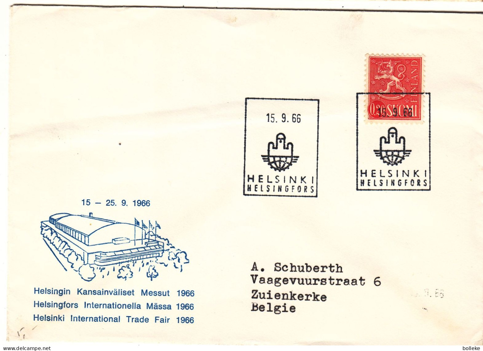Finlande - Lettre De 1966 - Oblit Helsinki - - Cartas & Documentos