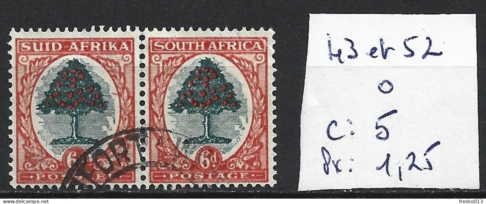 AFRIQUE DU SUD 43 ET 52 EN PAIRE Oblitérés Côte 5 € - Used Stamps