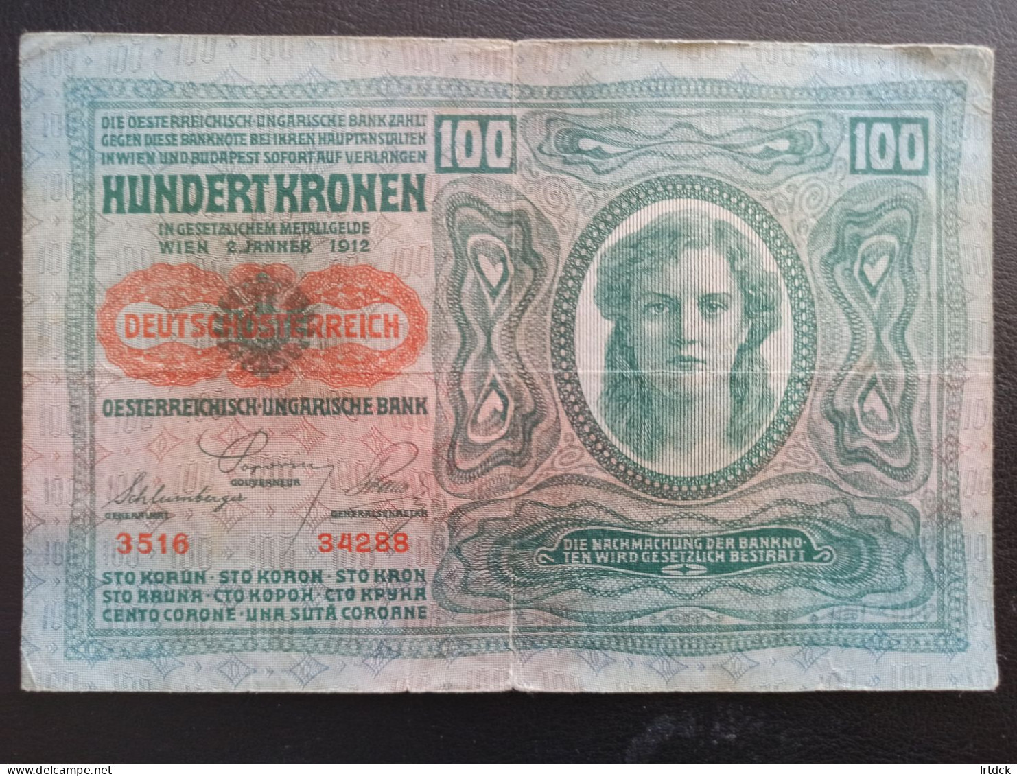 Billet Autriche 100 Kronen 1912 - Oesterreich