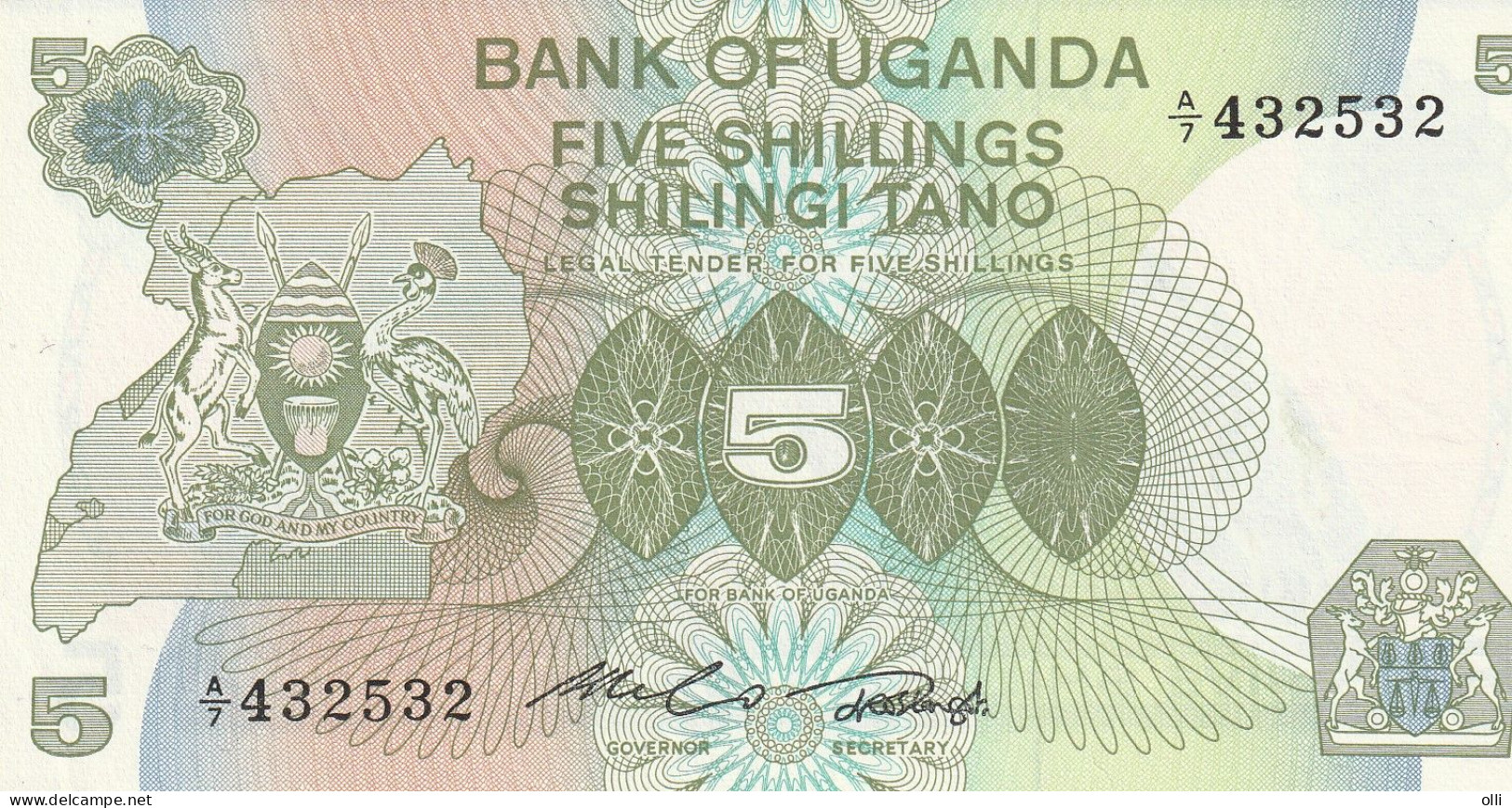 Uganda 5 Shillings 1982 P-15 UNC - Uganda