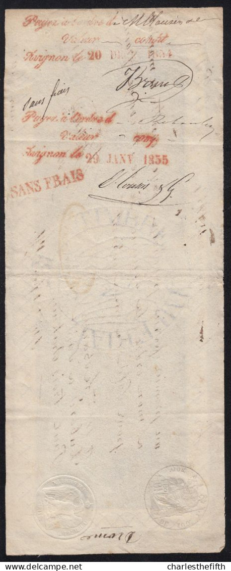 Mandat à Ordre De 1854 De 100 F ET 200 Et Au Dessous à 10 C à AVIGNON  - SANS FRAIS EN ROUGE - BARON DU BORD - Other & Unclassified