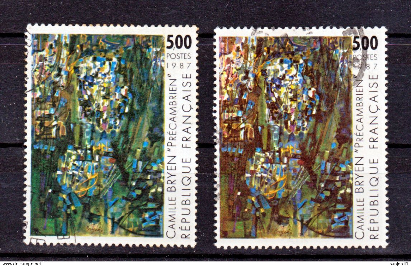 France 2493 Tableau Variété Vert Jaune Et Vert Oblitéré Used - Used Stamps