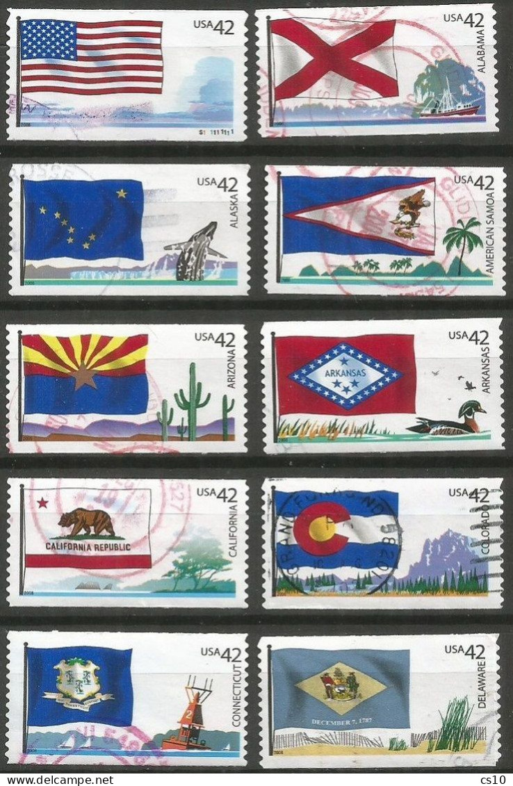 USA 2008 Flags Of Our Nation - 1st Issue - SC.#4273/82 - Cpl 10v Set In VFU Condition With Circular PMK!!!! - Collections