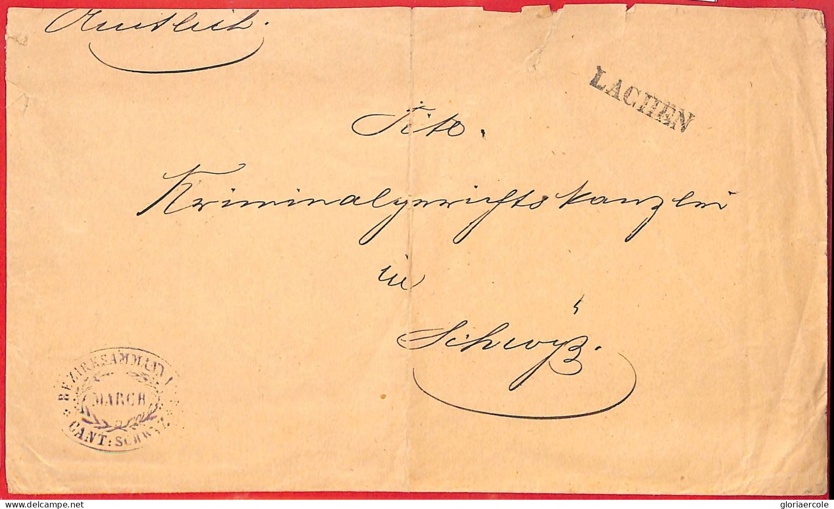 Aa1865 - SWITZERLAND - Postal History - PREPHILATELIC COVER -  LACHEN  1882 - ...-1845 Prephilately