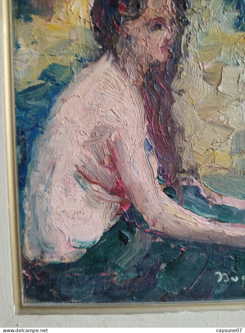 Édouard DUCROS (1856-1936) huile sur toile marouflée sur carton "Portrait Jeune femme dévêtue "