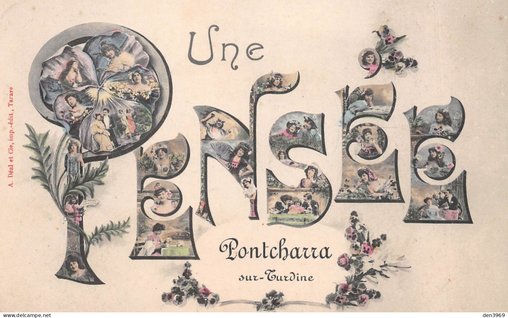 Une Pensée De PONTCHARRA-sur-TURDINE (Rhône) - Voyagé 1907 (2 Scans) Mlle Jeanne Rougemond à Pusignan Isère - Pontcharra-sur-Turdine