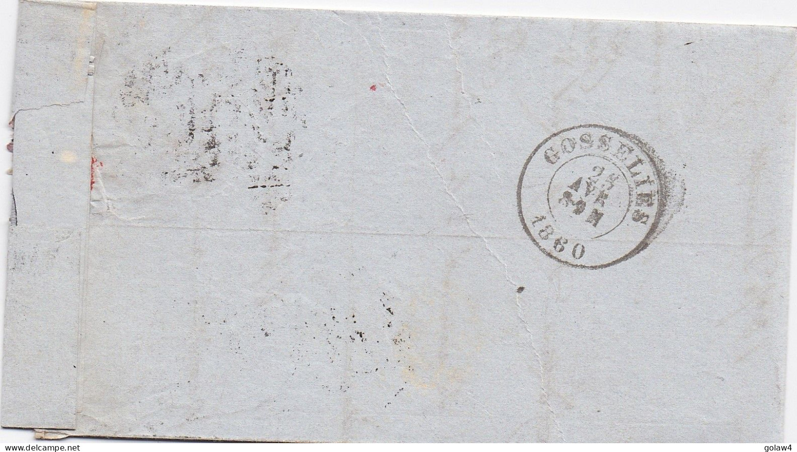 34624# BELGIQUE LEOPOLD MEDAILLON N°10 X 2 LETTRE Obl 62 HUY 1860 Pour GOSSELIES - 1849-1865 Médaillons (Autres)