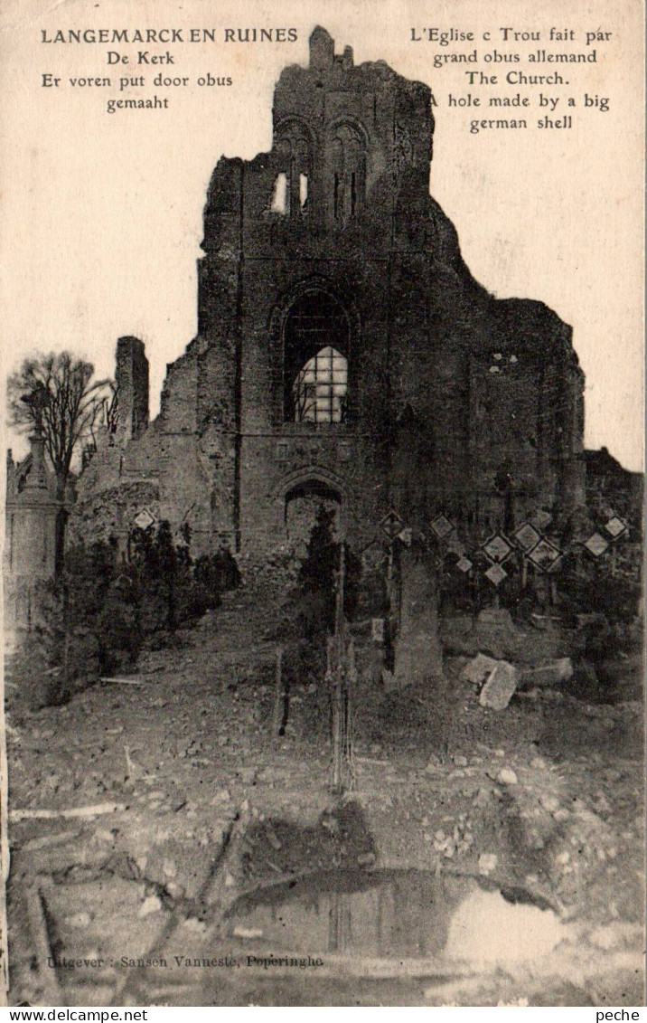 N°116065 -cpa Langemarck En Ruines -l'église- - Langemark-Poelkapelle