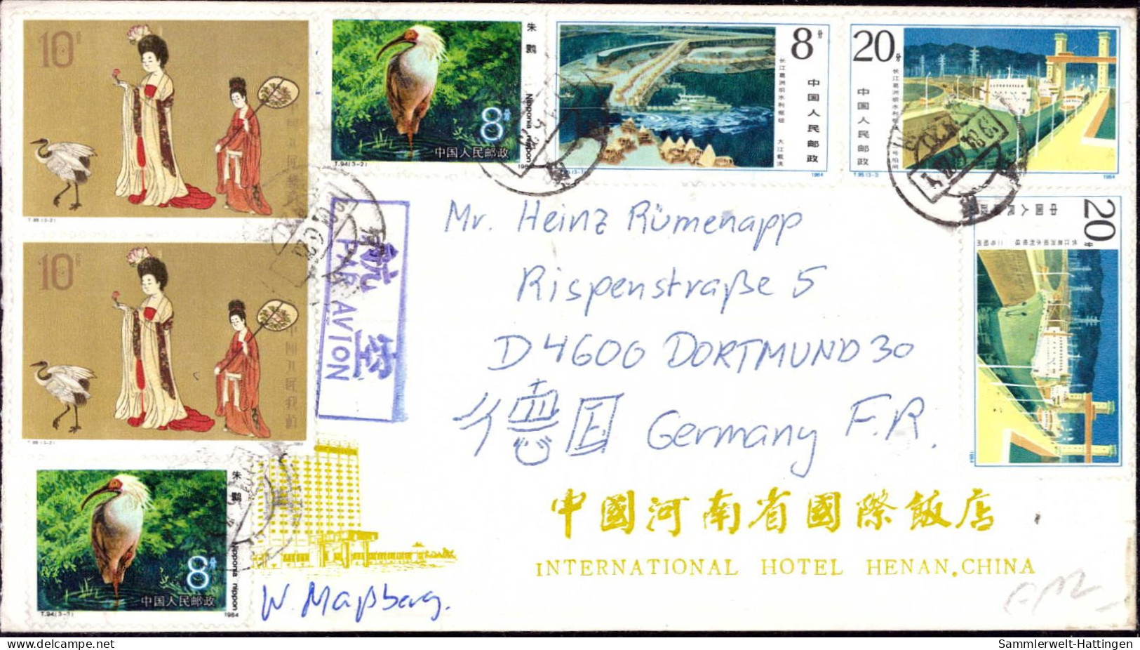 602585 | Cover China Mixed Frankatur 1984 By Air Mail To Germany  | - Lettres & Documents