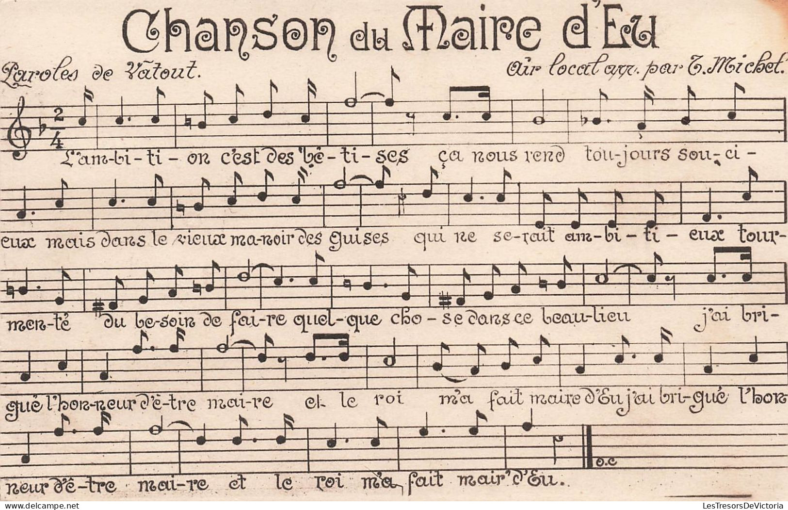 FOLKLORES - Musique - Chanson Du Maire D'Eu - Carte Postale Ancienne - Muziek