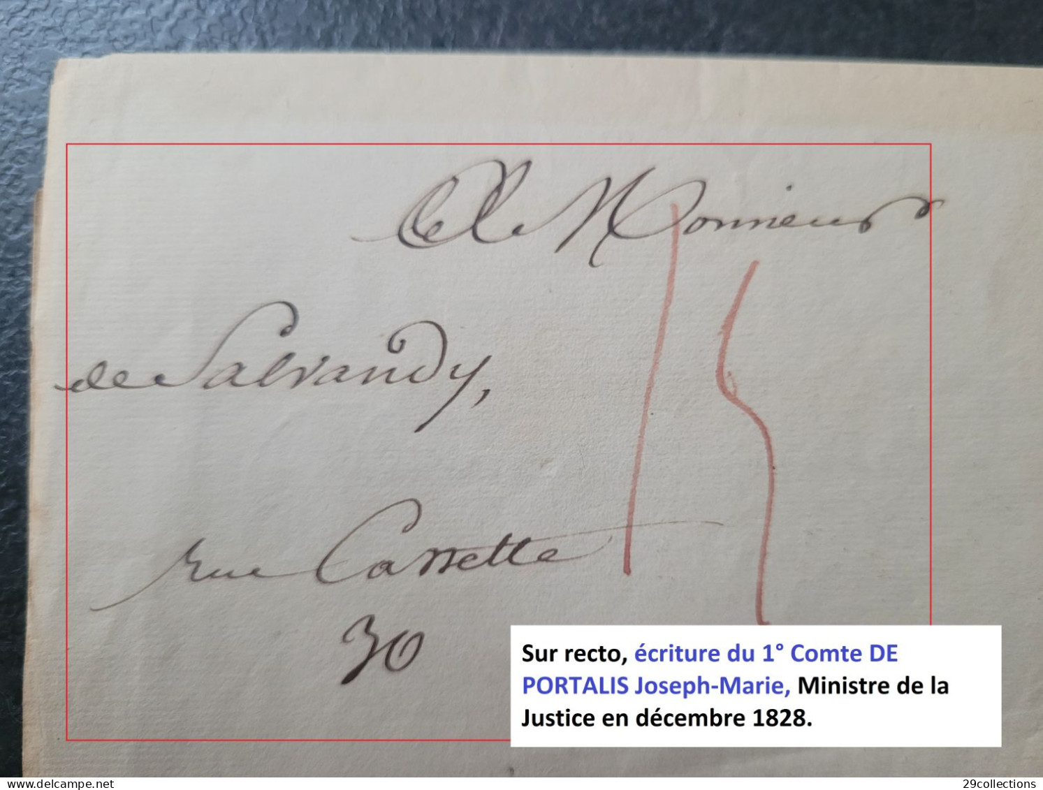 Lettre Autographe 1828 Du Comte DE PORTALIS Ministre Des Cultes NAPOLEON 1807-1808, Pli Au Comte DE SALVANDY - Historische Personen