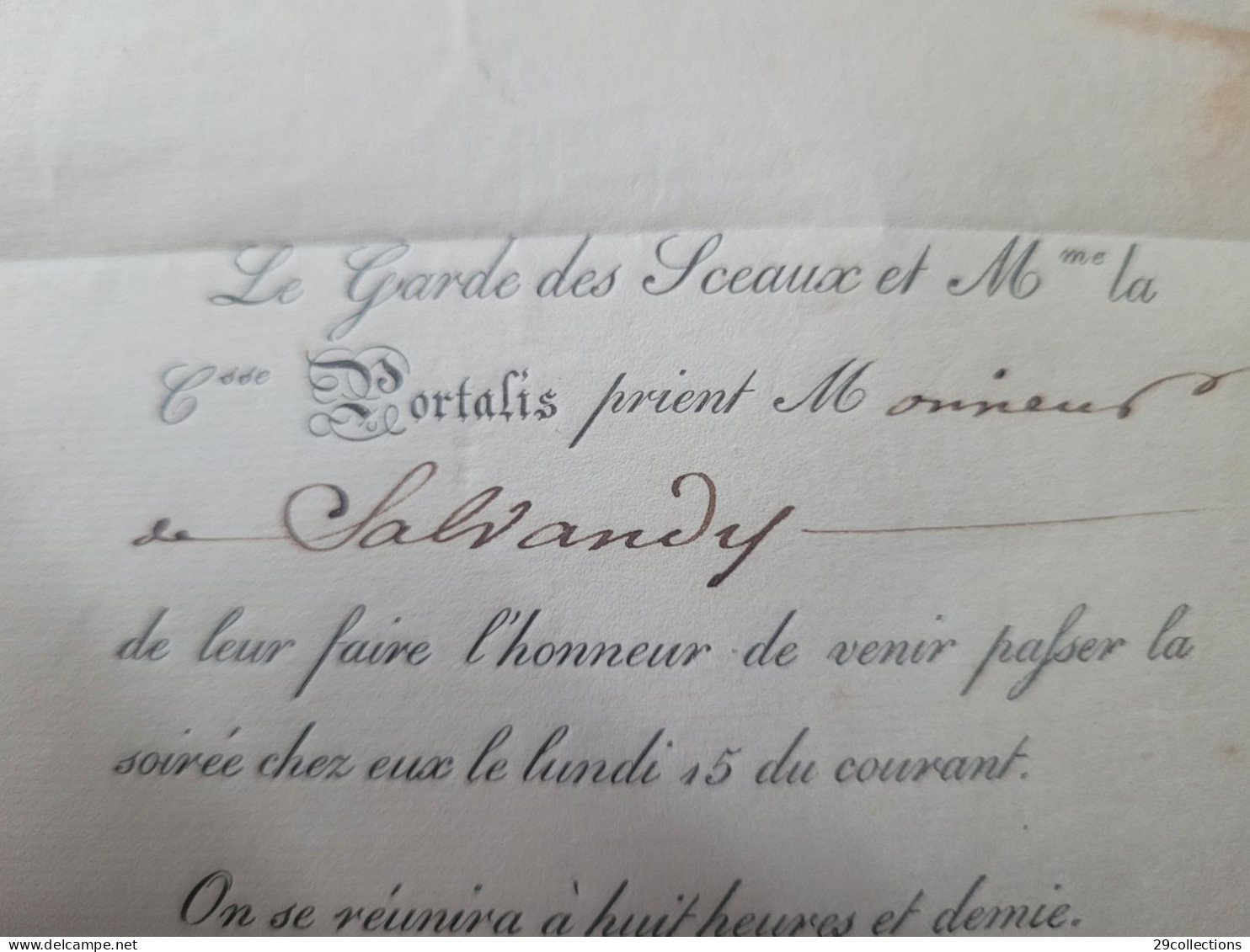 Lettre autographe 1828 du Comte DE PORTALIS Ministre des Cultes NAPOLEON 1807-1808, pli au Comte DE SALVANDY