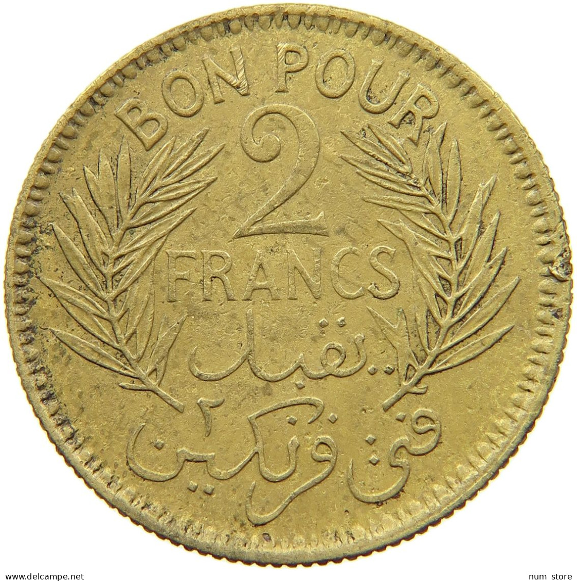 TUNISIA 2 FRANCS 1945  #s040 0801 - Tunisie