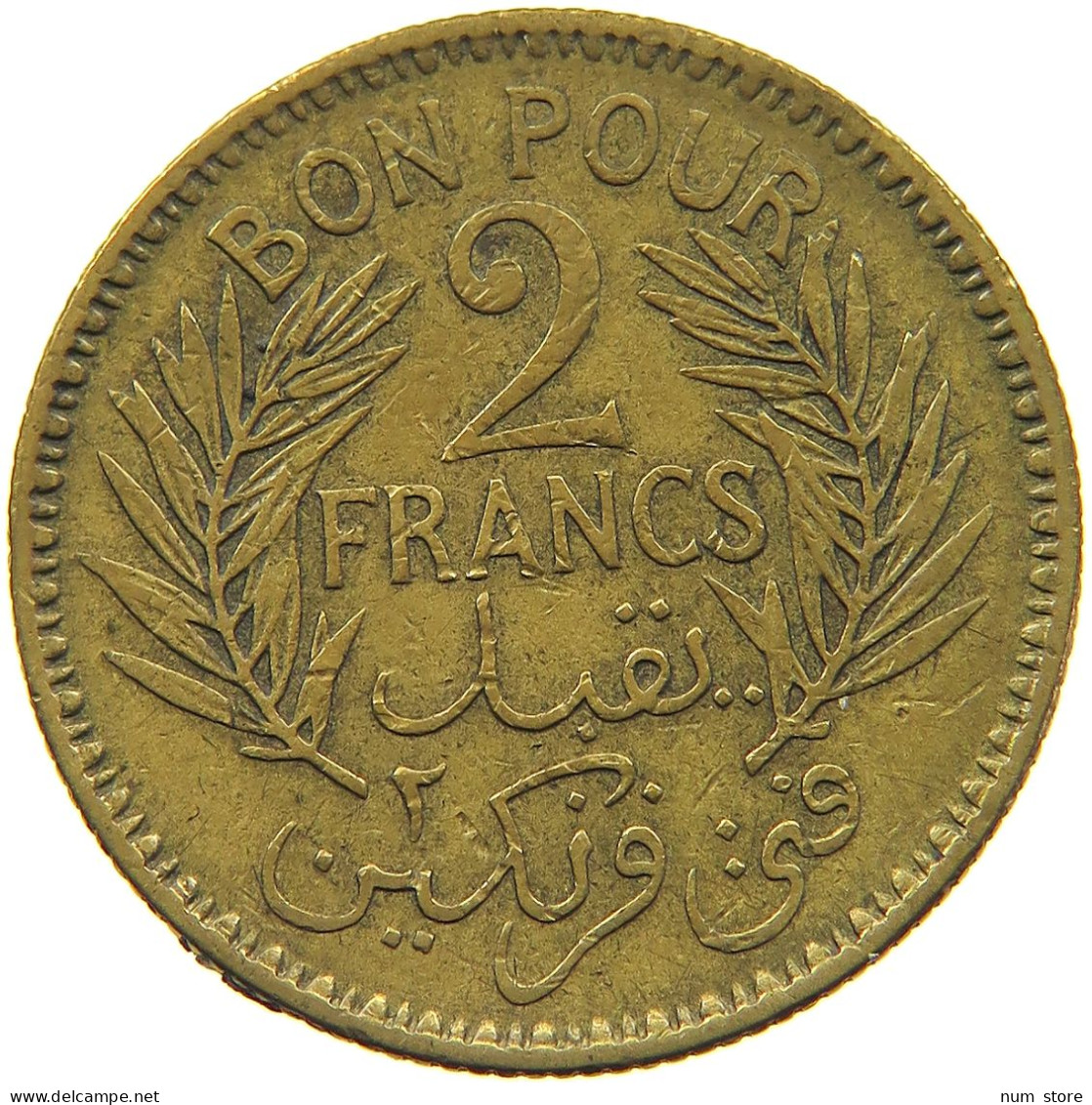 TUNISIA 2 FRANCS 1945  #a034 0339 - Tunisie