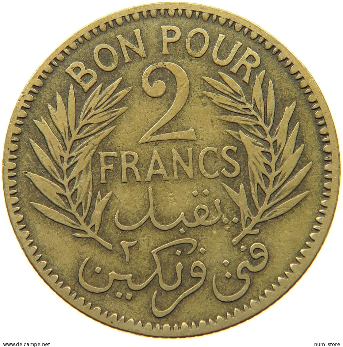 TUNISIA 2 FRANCS 1941  #a018 0865 - Tunisie