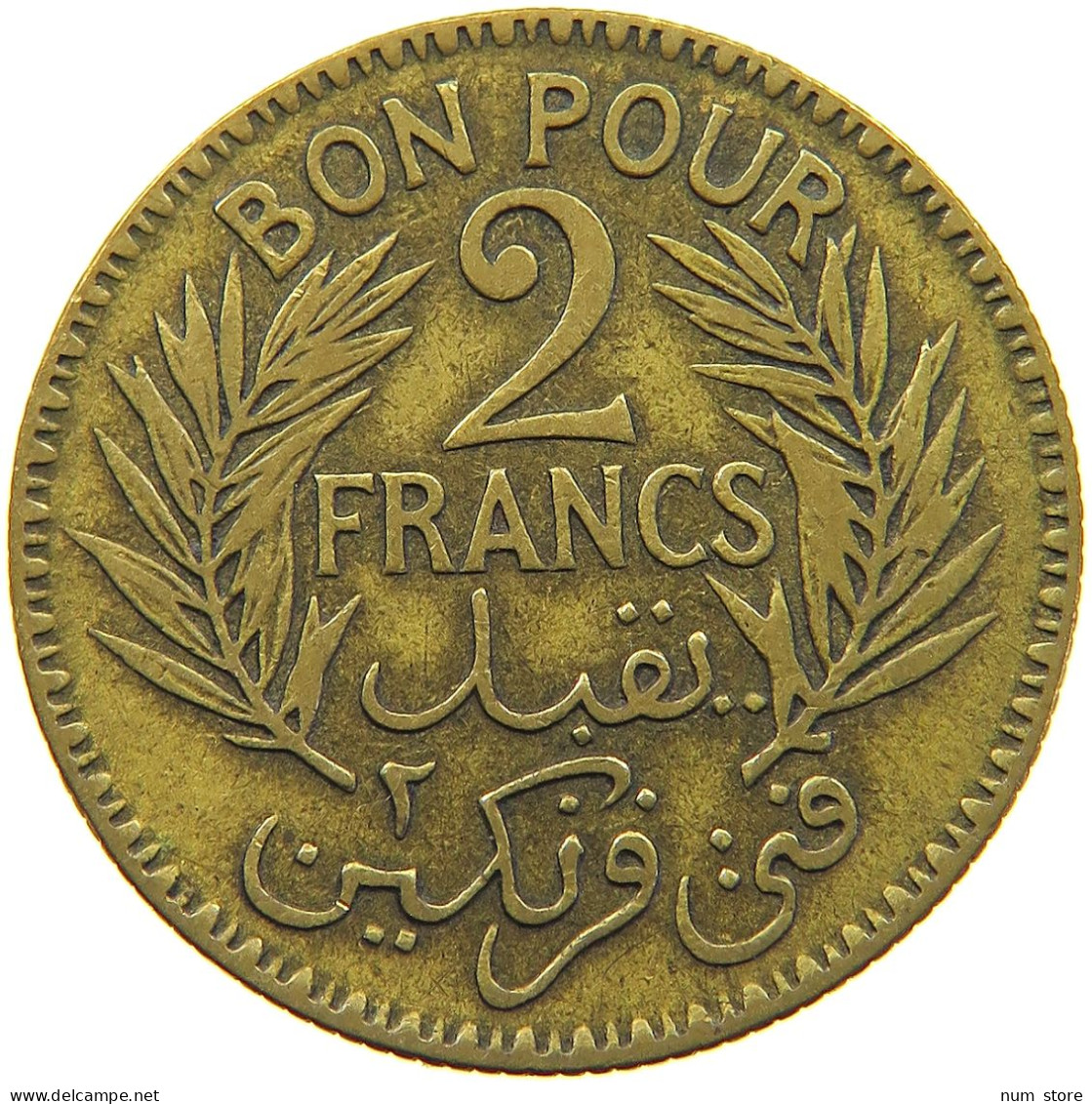 TUNISIA 2 FRANCS 1926  #a034 0345 - Tunisie