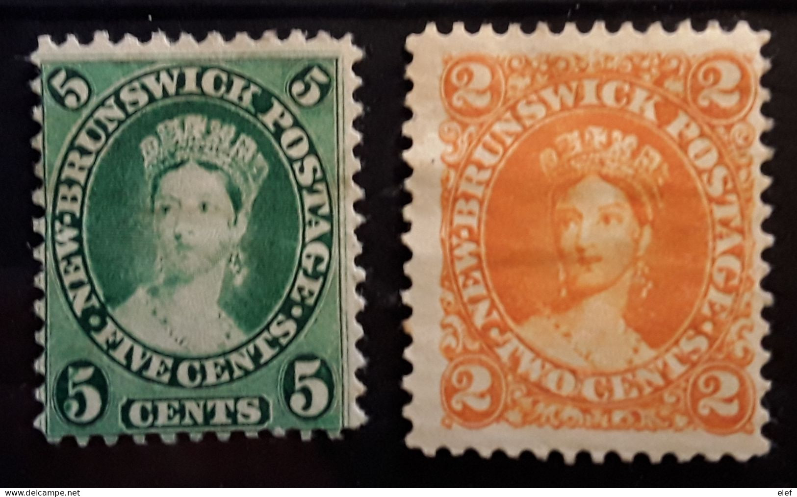 NOUVEAU NEW BRUNSWICK, 1860 - 1863 Queen Victoria Yvert No 5 & 6, 2 C Orange & 5 C Vert , Neufs (*) , TB - Neufs