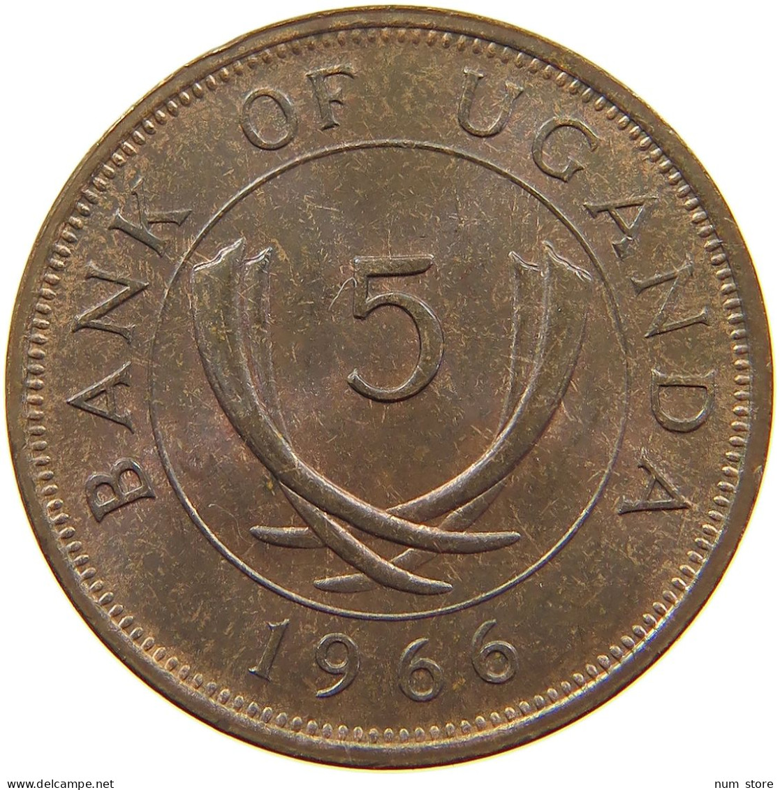 UGANDA 5 CENTS 1966  #s062 0275 - Oeganda