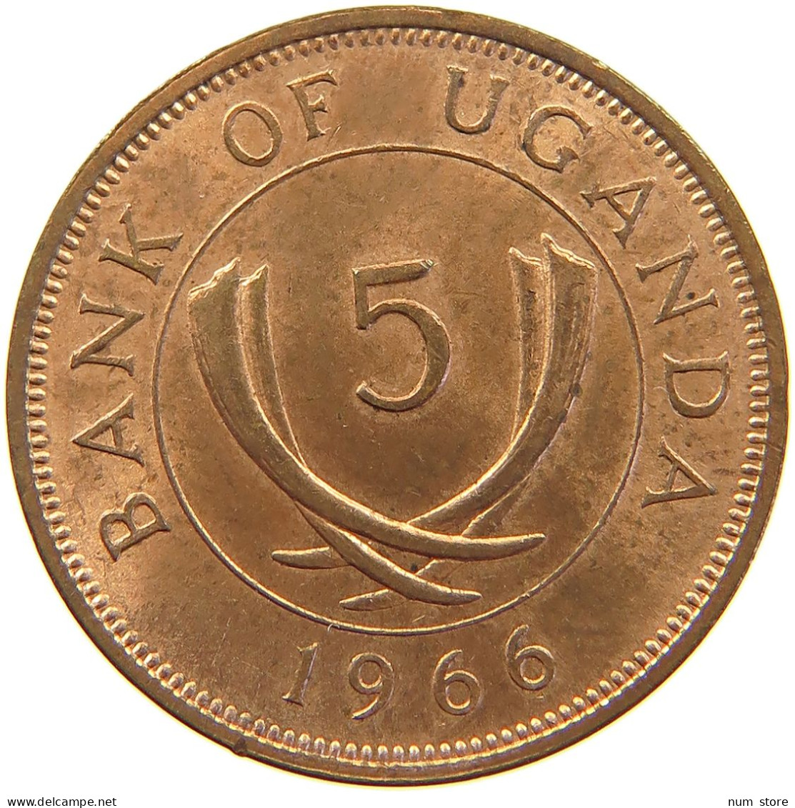 UGANDA 5 CENTS 1966  #s029 0219 - Uganda
