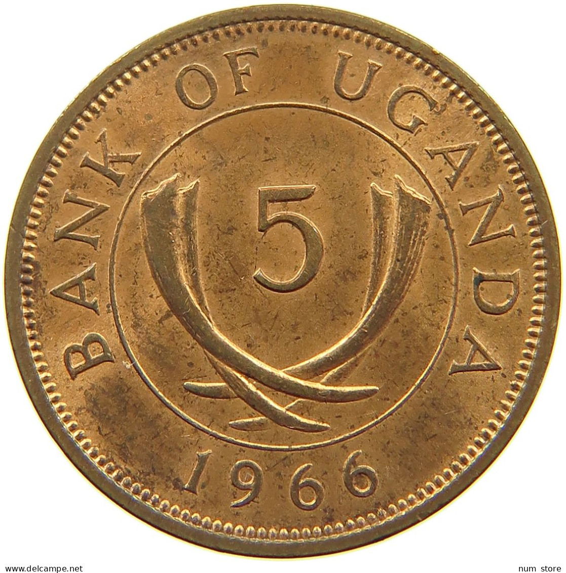 UGANDA 5 CENTS 1966  #a085 0673 - Uganda