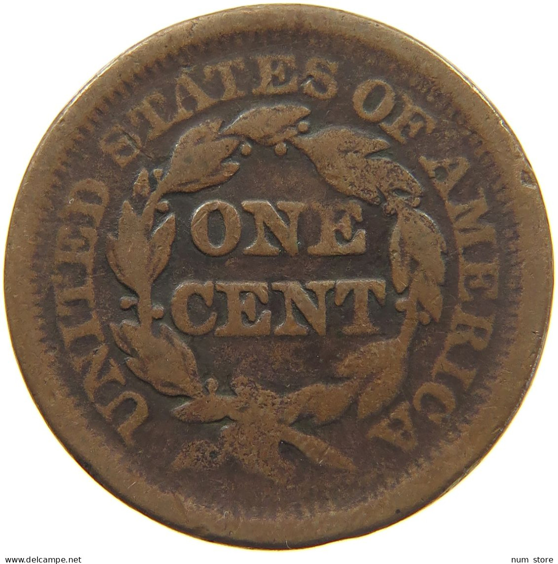 UNITED STATES OF AMERICA CENT 1851 BRAIDED HEAD #c012 0013 - 1840-1857: Braided Hair
