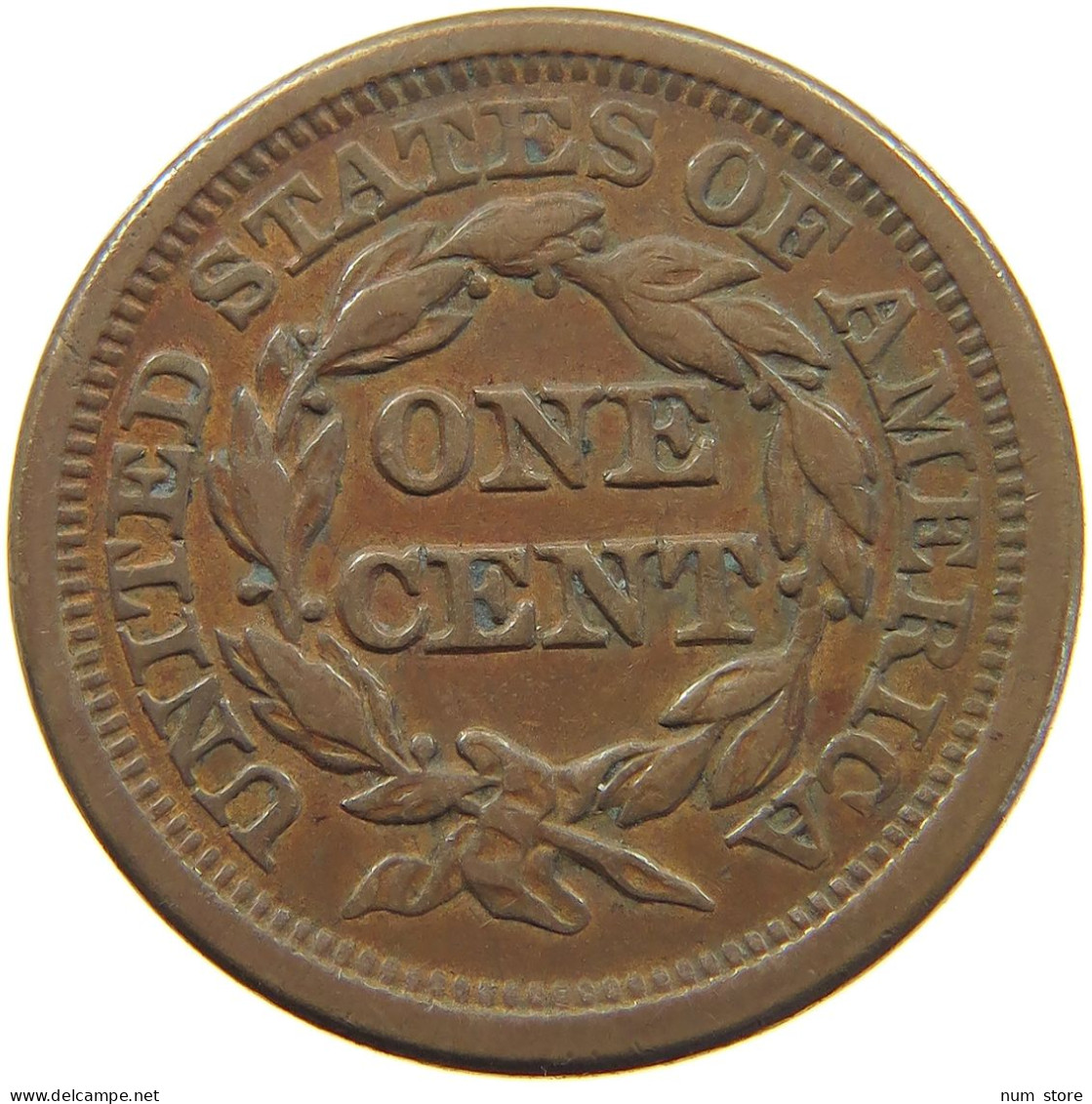 UNITED STATES OF AMERICA CENT 1851 BRAIDED HAIR #t003 0103 - 1840-1857: Braided Hair (Cheveux Tressés)