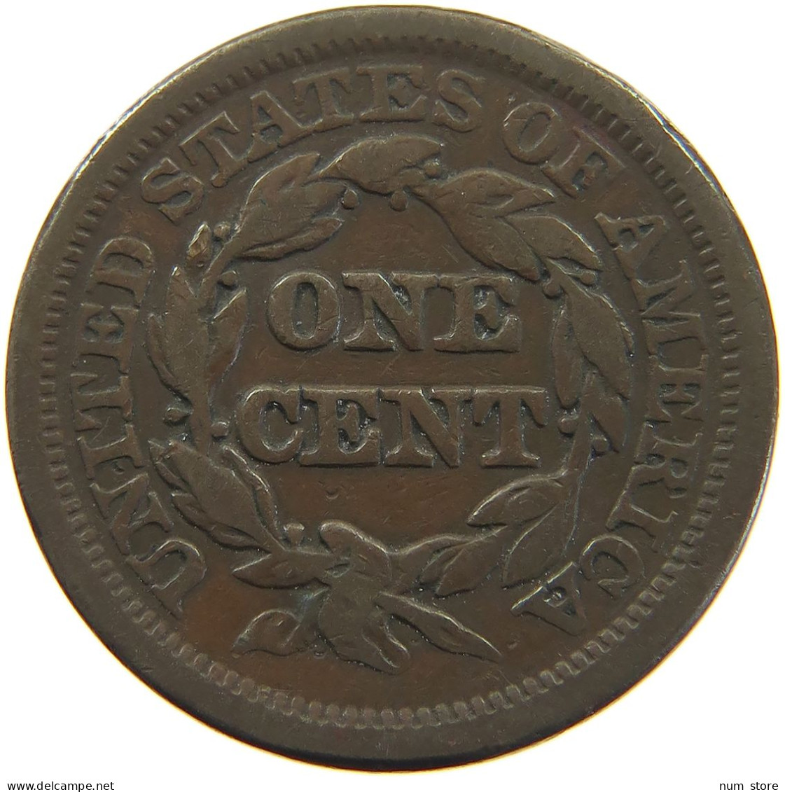 UNITED STATES OF AMERICA CENT 1846 BRAIDED HAIR #t005 0345 - 1840-1857: Braided Hair