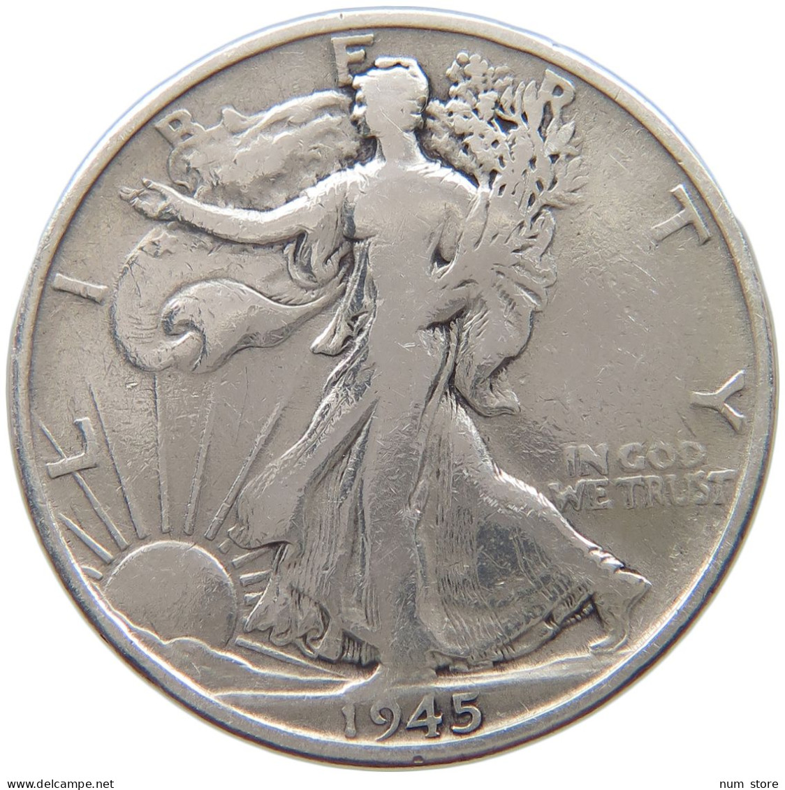 UNITED STATES OF AMERICA 1/2 DOLLAR 1945 S LIBERTY WALKING #a003 0103 - 1916-1947: Liberty Walking (Liberté Marchant)