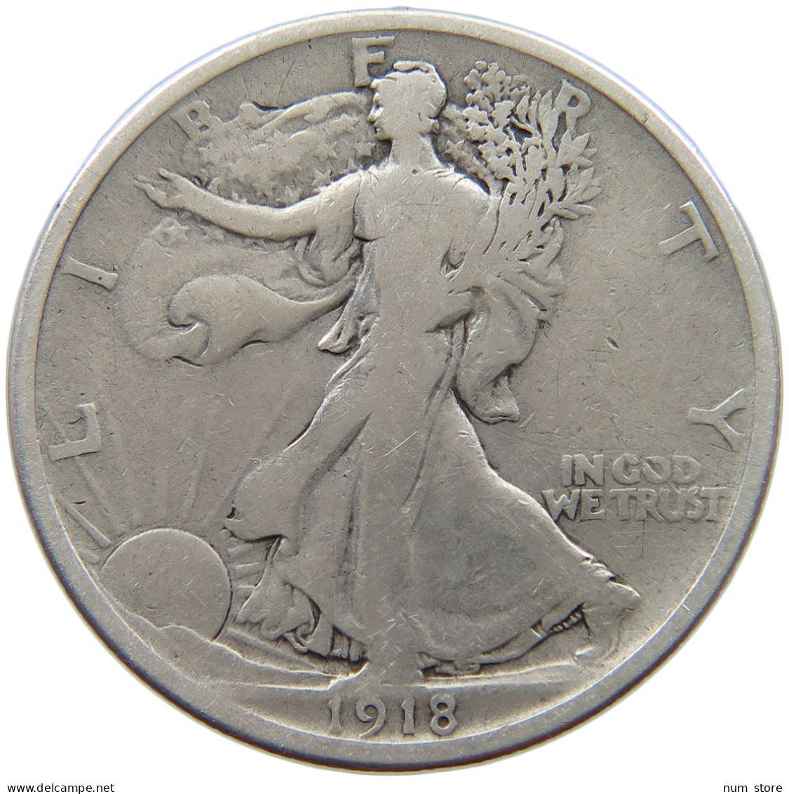 UNITED STATES OF AMERICA 1/2 DOLLAR 1918 LIBERTY WALKING #a082 0061 - 1916-1947: Liberty Walking (Libertà Che Cammina)