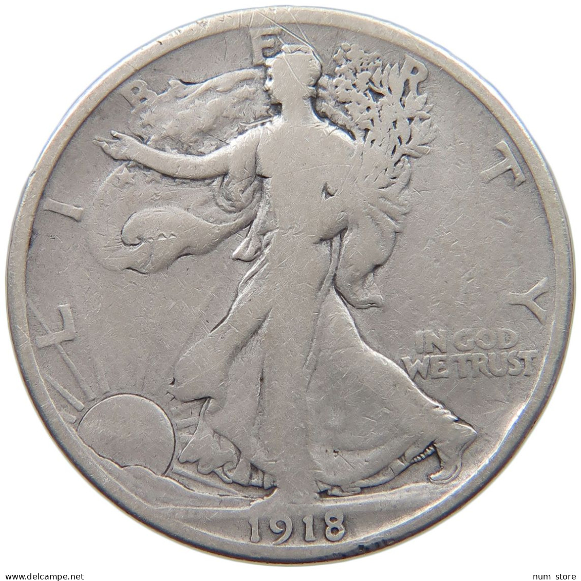 UNITED STATES OF AMERICA 1/2 DOLLAR 1918 LIBERTY WALKING #c079 0755 - 1916-1947: Liberty Walking