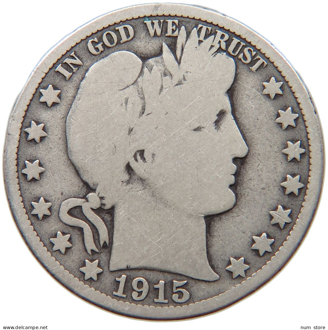 UNITED STATES OF AMERICA 1/2 DOLLAR 1915 D BARBER #c057 0283 - 1892-1915: Barber